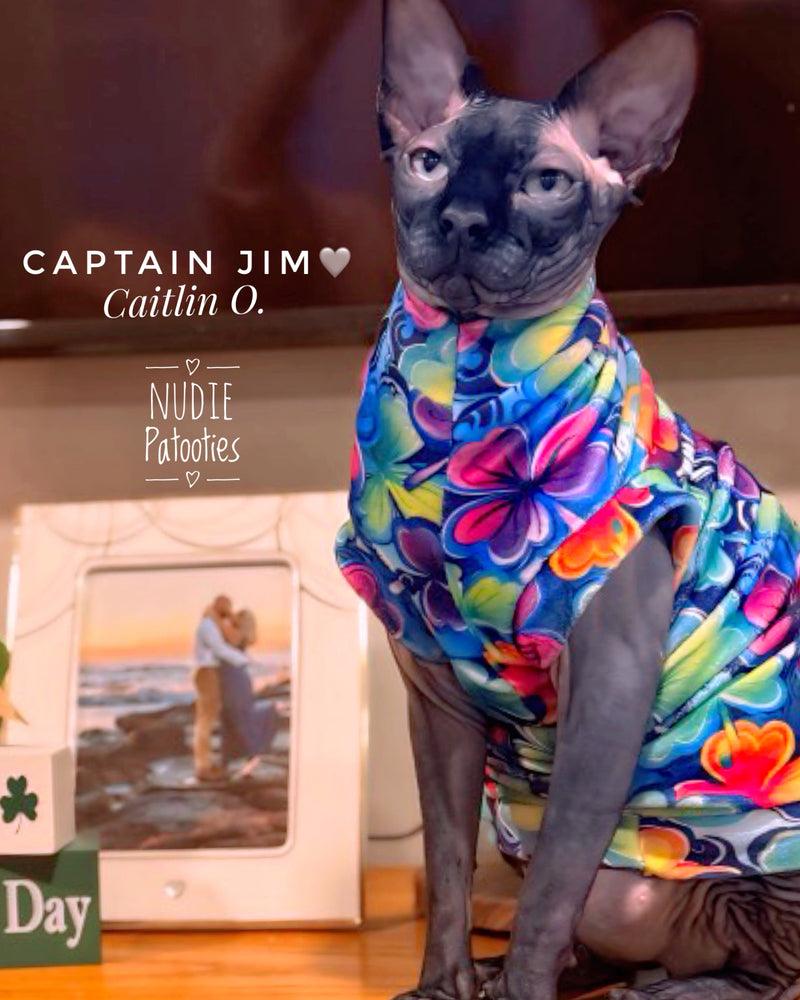 Neon Sphynx cat and kitten St. Patrick's Day Shirt. Best hairless sphynx cat clothes, shirts, sweaters, accessories.