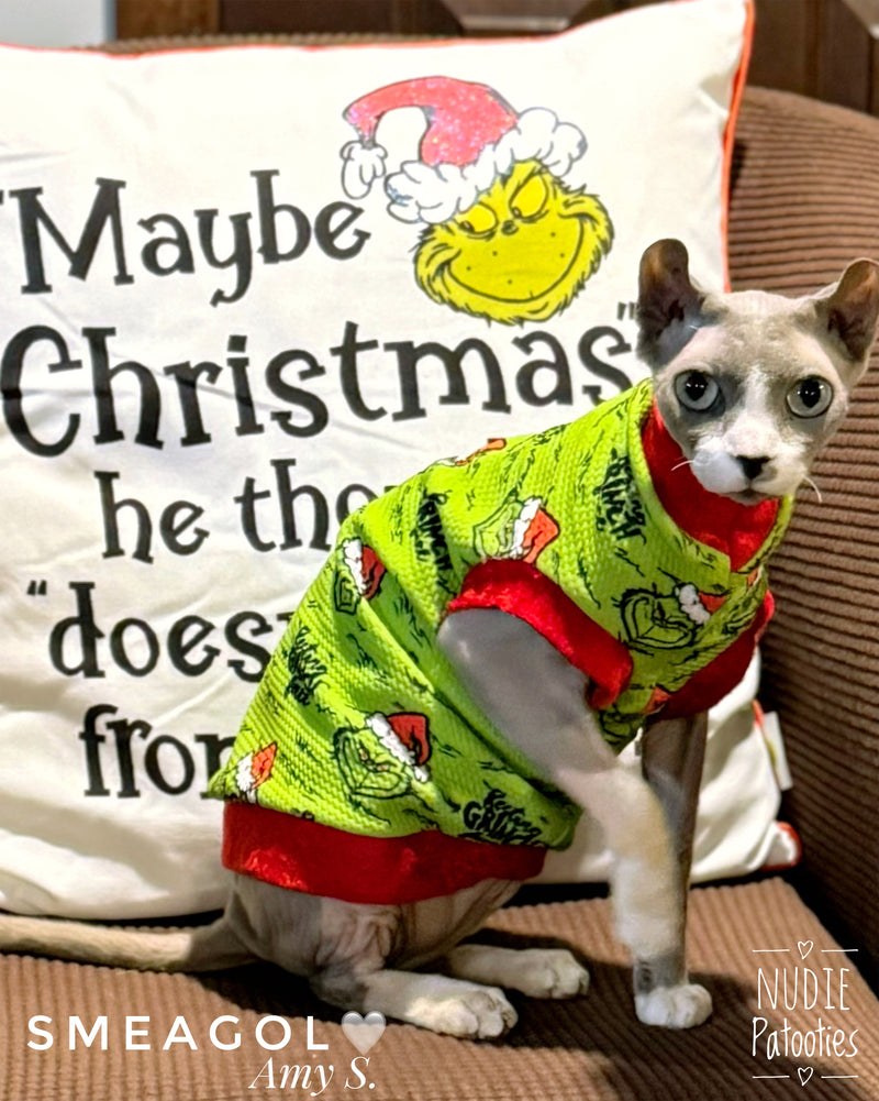 Sphynx cat and kitten Christmas shirt. Sphynx cat clothes.