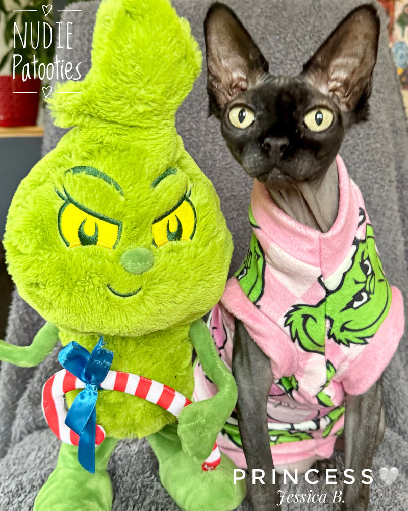 Sphynx cat and kitten fleece sweater shirt. Sphynx cat clothes.