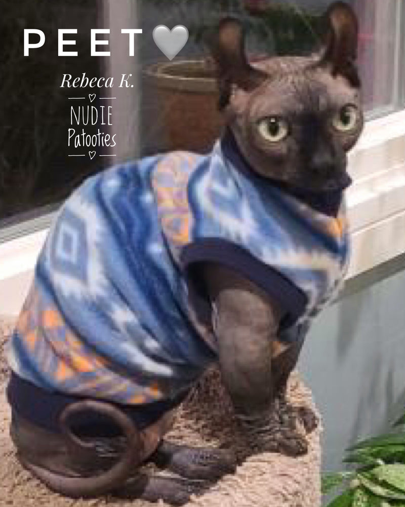 Sphynx cat and kitten fleece shirt. Sphynx cat clothes.