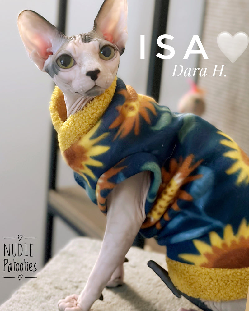 Sphynx cat and kitten fleece shirt. sphynx cat clothes