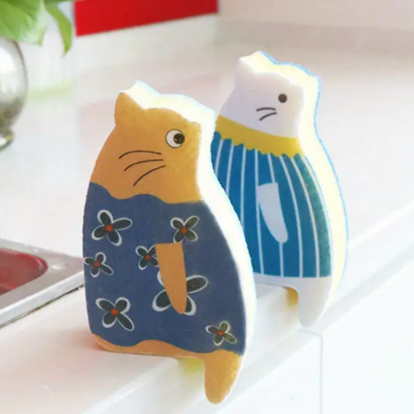 Set of 4, Adorable Cat Sponges