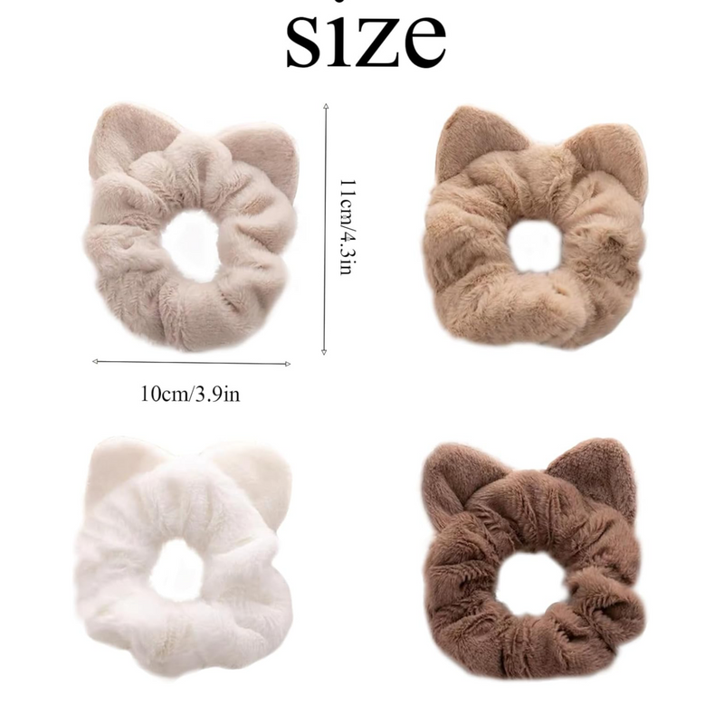 Set of Four, Cat Ear Scrunchies