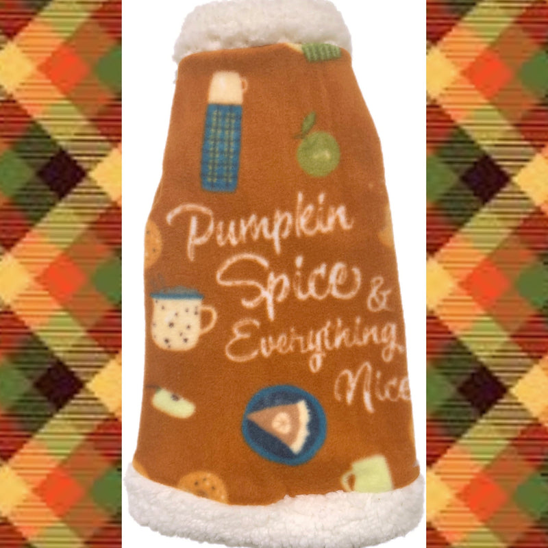 Pumpkin Spice sphynx cat and kitten fleece shirt. sphynx cat clothes