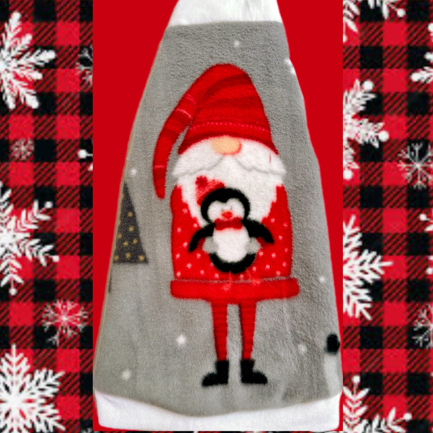Sphynx cat and kitten gnome Christmas fleece shirt. Sphynx cat clothes.