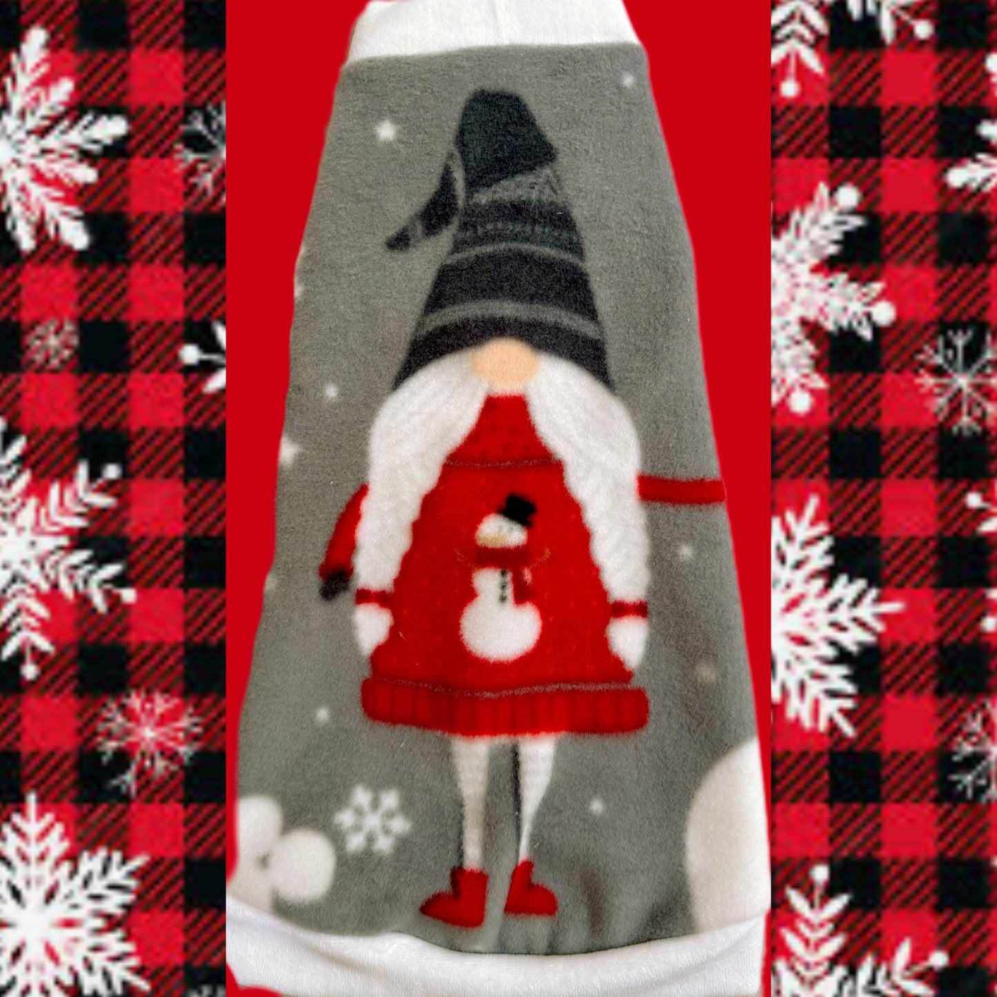 Sphynx cat and kitten gnome Christmas fleece shirt. Sphynx cat clothes.