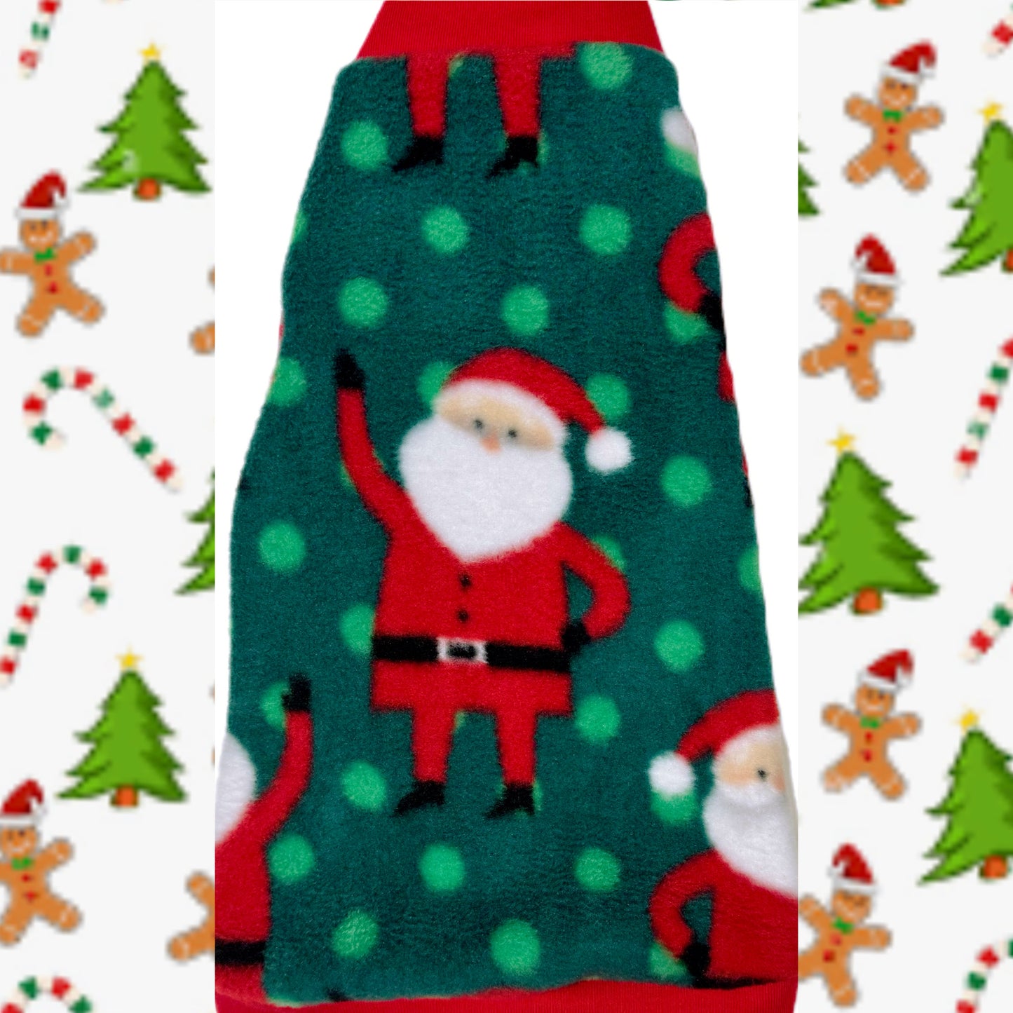 Santa Claus sphynx cat and kitten fleece shirt. sphynx cat clothes.