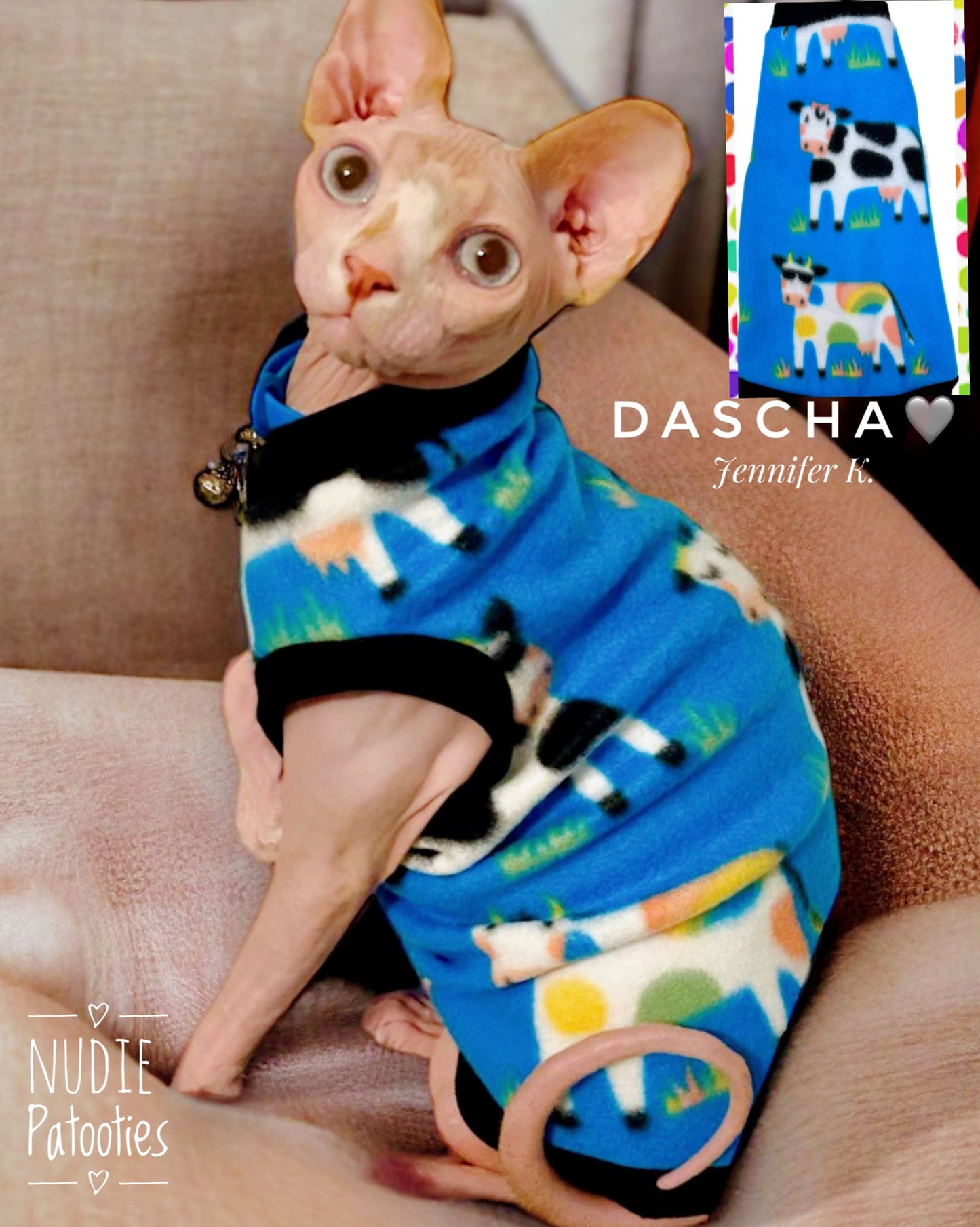Sphynx cat and kitten warm fleece shirt. Sphynx cat clothes.