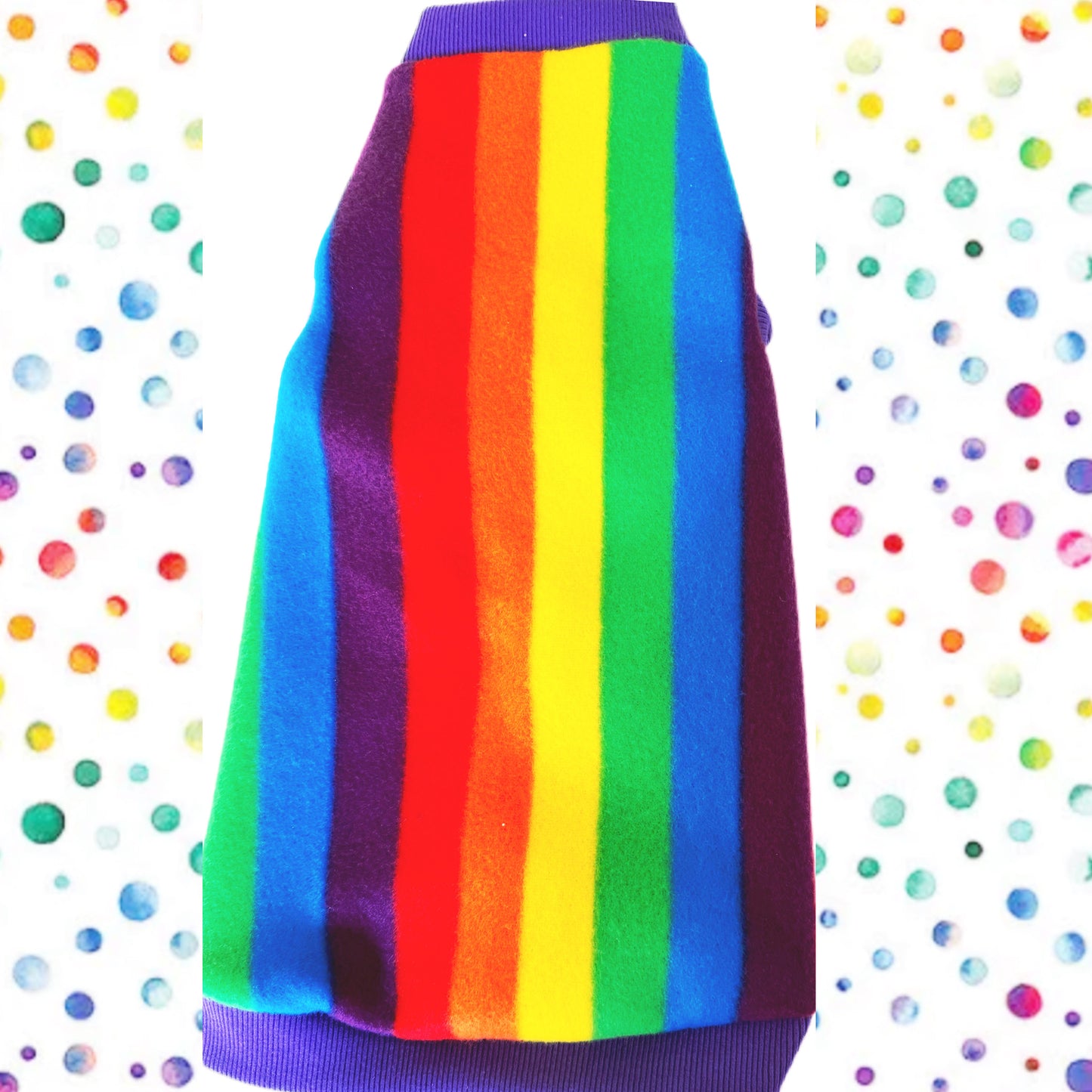 Pride rainbow stripe fleece for sphynx cat and kitten. Sphynx cat clothes.