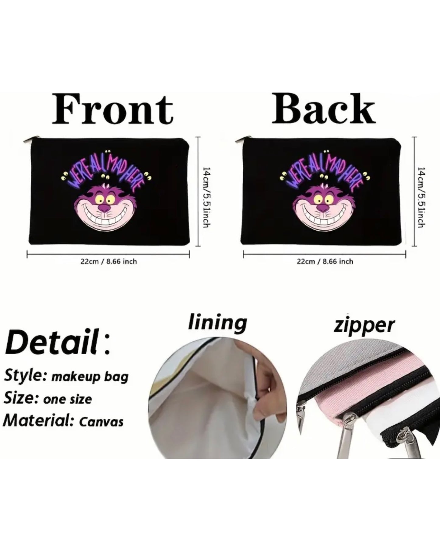 Happy Crazy Cat Cosmetic Bag