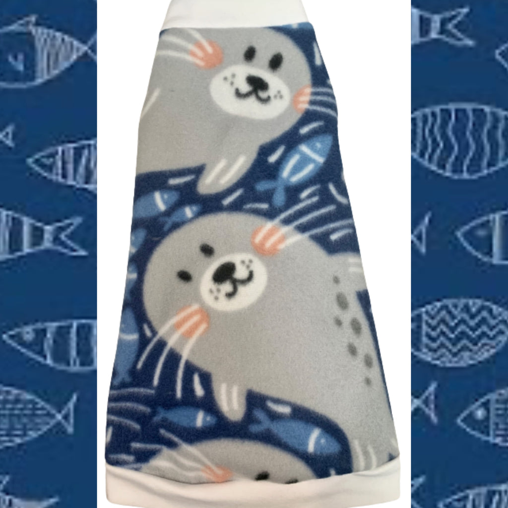 Seals on Blue Fleece "Seal it with a Kiss!"