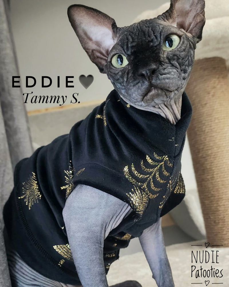Sphynx cat and kitten fleece shirt. Sphynx cat clothes.