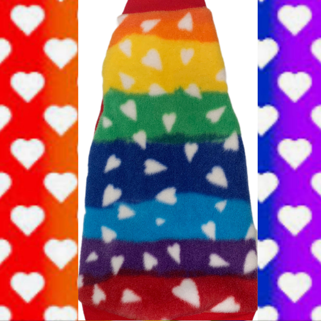 Hearts on Rainbow Fleece "Rainbow Love"
