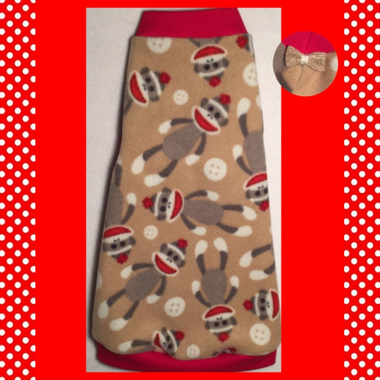 Tan and Red Sock Monkey Fleece "Cute and Comfy" - Nudie Patooties