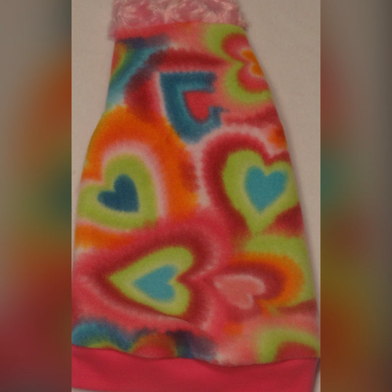 Heart Fleece "Psychedelic Hearts" (Faux fur collar option available!) - Nudie Patooties