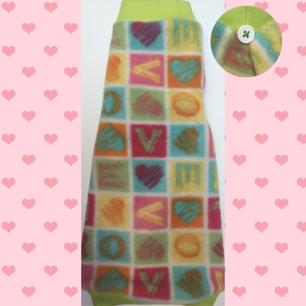 Green Love Fleece "L is for the way you look at me" - Nudie Patooties