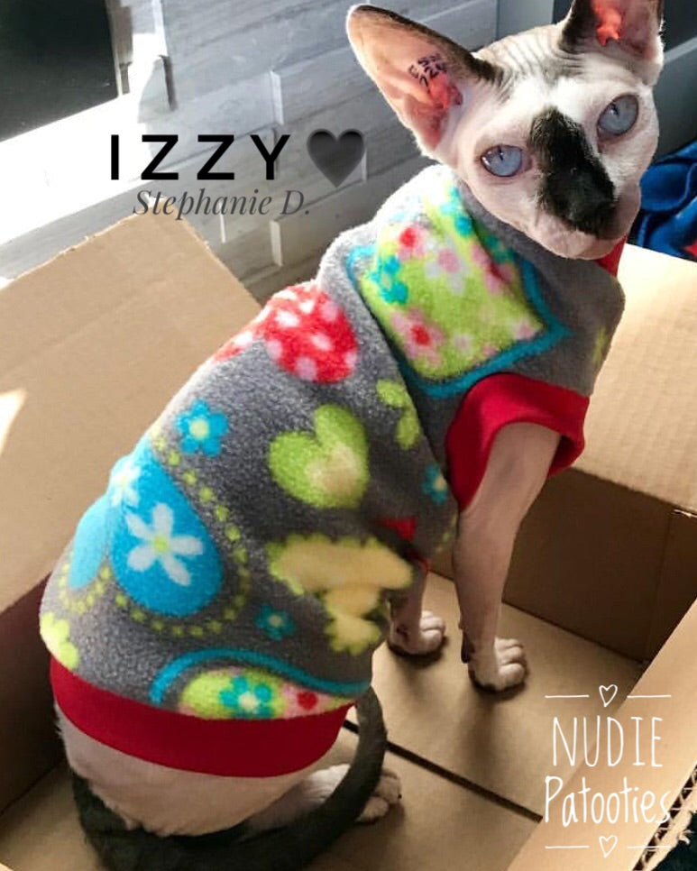 Grey Heart and Flower Fleece "I'll Spend All 9 Lives With You" - Nudie Patooties