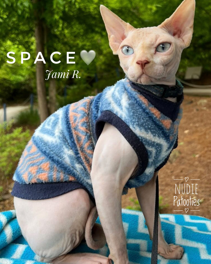 Sphynx cat and kitten fleece shirt. Sphynx cat clothes.
