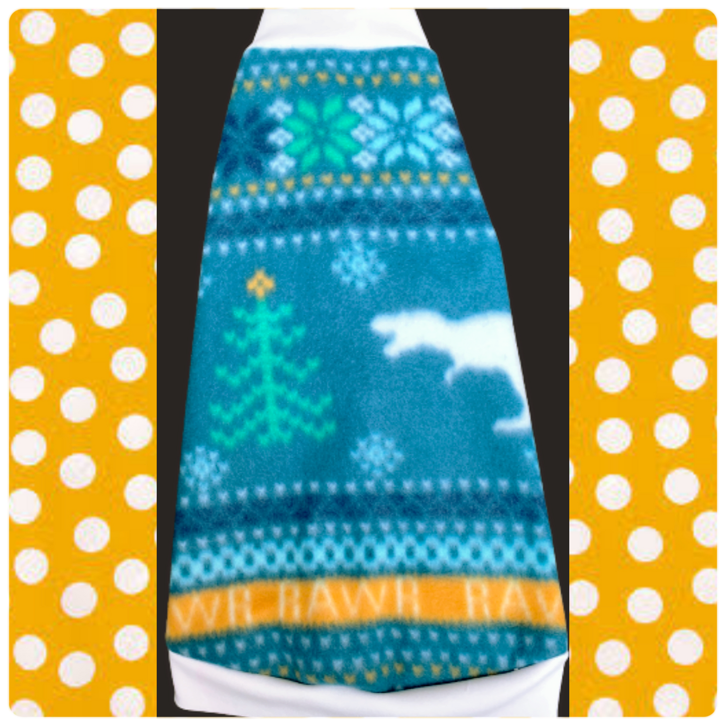 Fair Isle Teal Fleece "Winter Dinos"