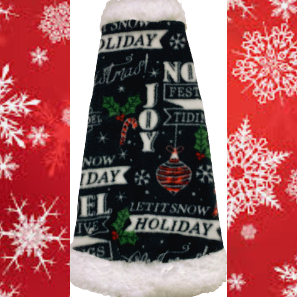 Black Fleece with Sherpa Fur Collar "Holiday Greetings"