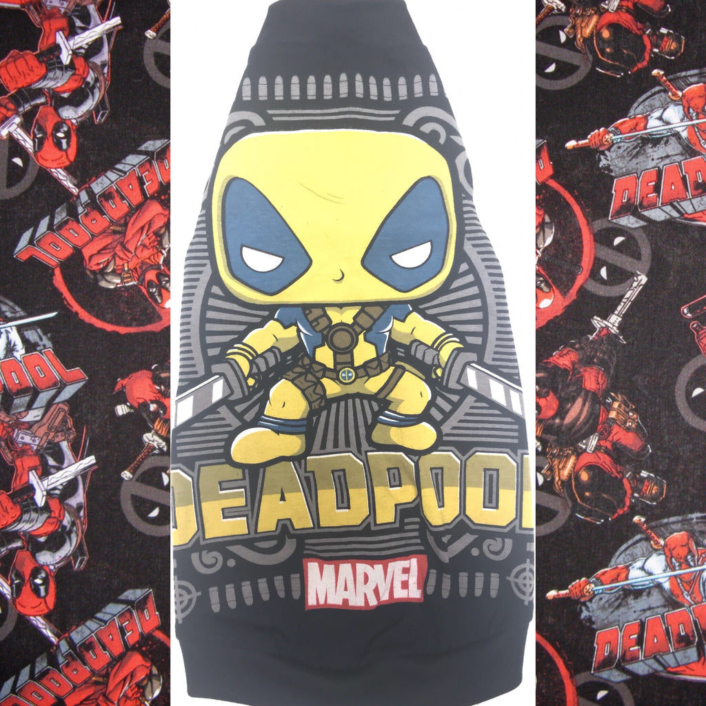 Deadpool Marvel Comics - Nudie Patooties Sphynx Cat Fleece Clothes / clothes for cats/ cat overalls /cat shirt/ cat sweater/ cat sweatshirt/ pet sweater/ Sphynx cat clothes/ Sphynx clothing / cats clothes/ shirt for cat/ cat clothes/ tattoo/ skull/ designer cat clothes/ cat pjs