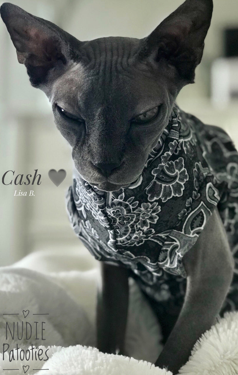 Paisley Knit/ Sphynx Cat Fleece Clothes / clothes for cats/ cat overalls /cat shirt/ cat sweater/ cat sweatshirt/ pet sweater/ Sphynx cat clothes/ Sphynx clothing / cats clothes/ shirt for cat/ cat clothes/ tattoo/ skull/ designer cat clothes/ cat pjs