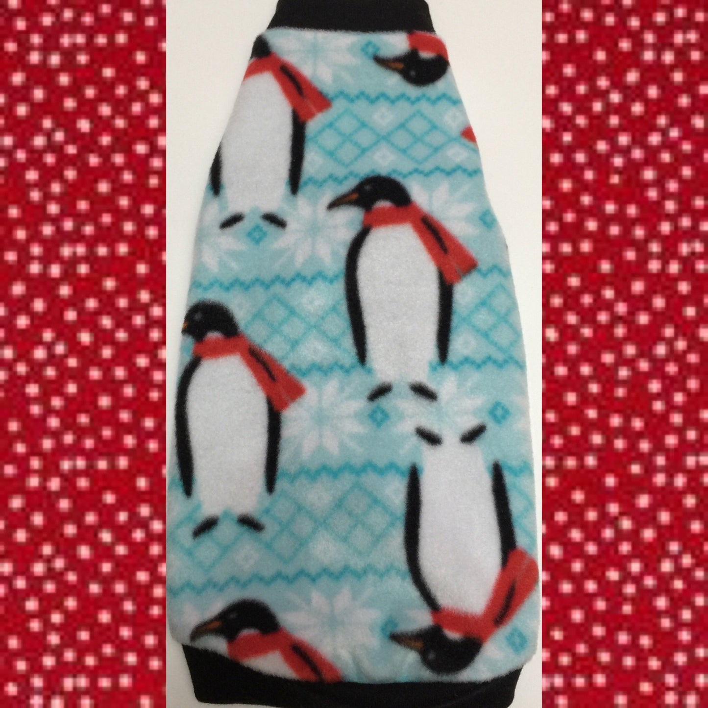Christmas Penguin Fleece "Chill Out" - Nudie Patooties Sphynx cat clothes for your sphynx cat, sphynx kitten, Donskoy, Bambino Cat, cornish rex, peterbald and devon rex cat.