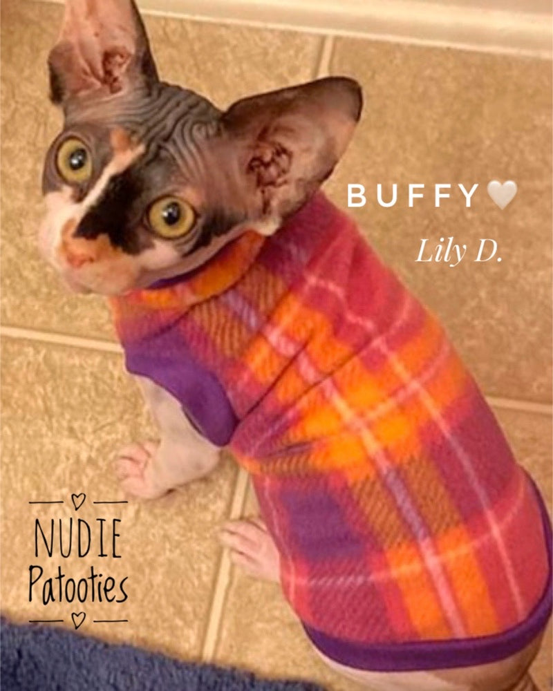 Orange and Purple Plaid Fleece "Keep Life Simple"