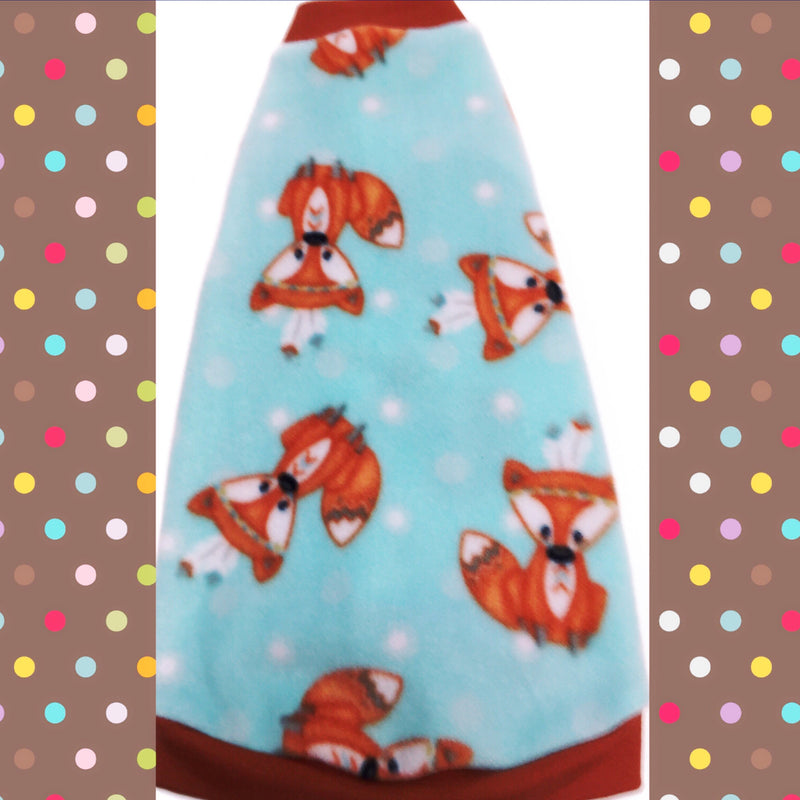 Orange and Baby Blue Fleece "Tribal Foxes" - Nudie Patooties