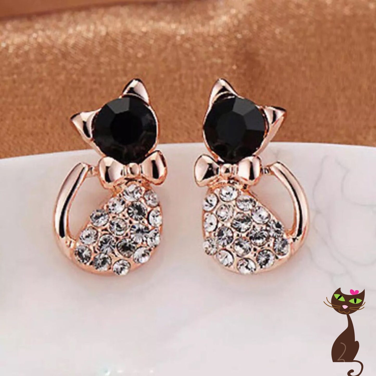 Rhinestone Cat Body Earrings - Nudie Patooties