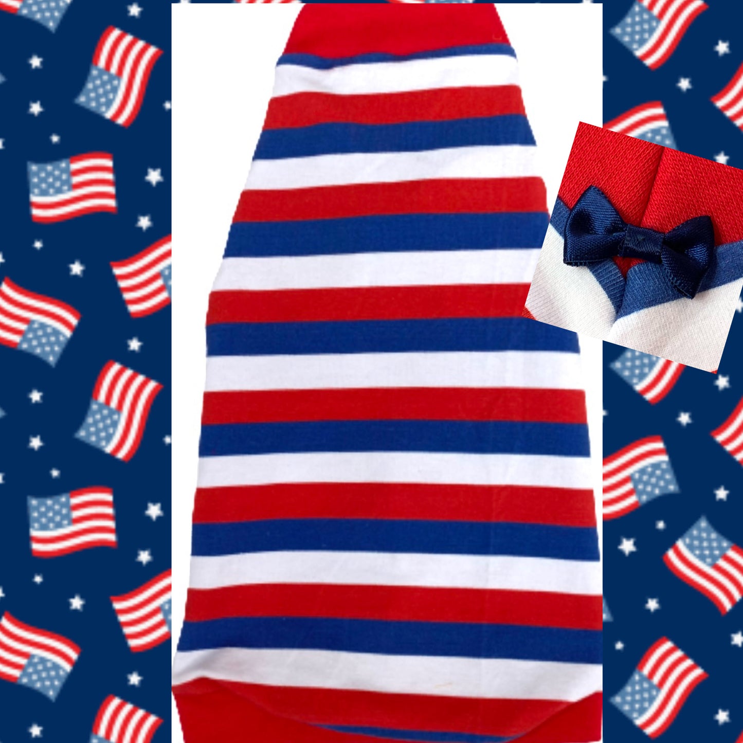 Patriotic 4th of July striped sphynx cat and kitten shirt. Sphynx cat clothes