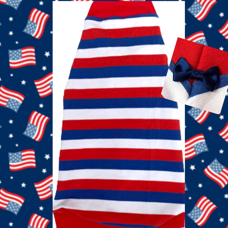 Patriotic 4th of July striped sphynx cat and kitten shirt. Sphynx cat clothes
