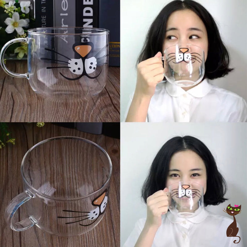 Clear Cat Face Coffee Mug - Nudie Patooties Sphynx cat clothes for your sphynx cat, sphynx kitten, Donskoy, Bambino Cat, cornish rex, peterbald and devon rex cat.