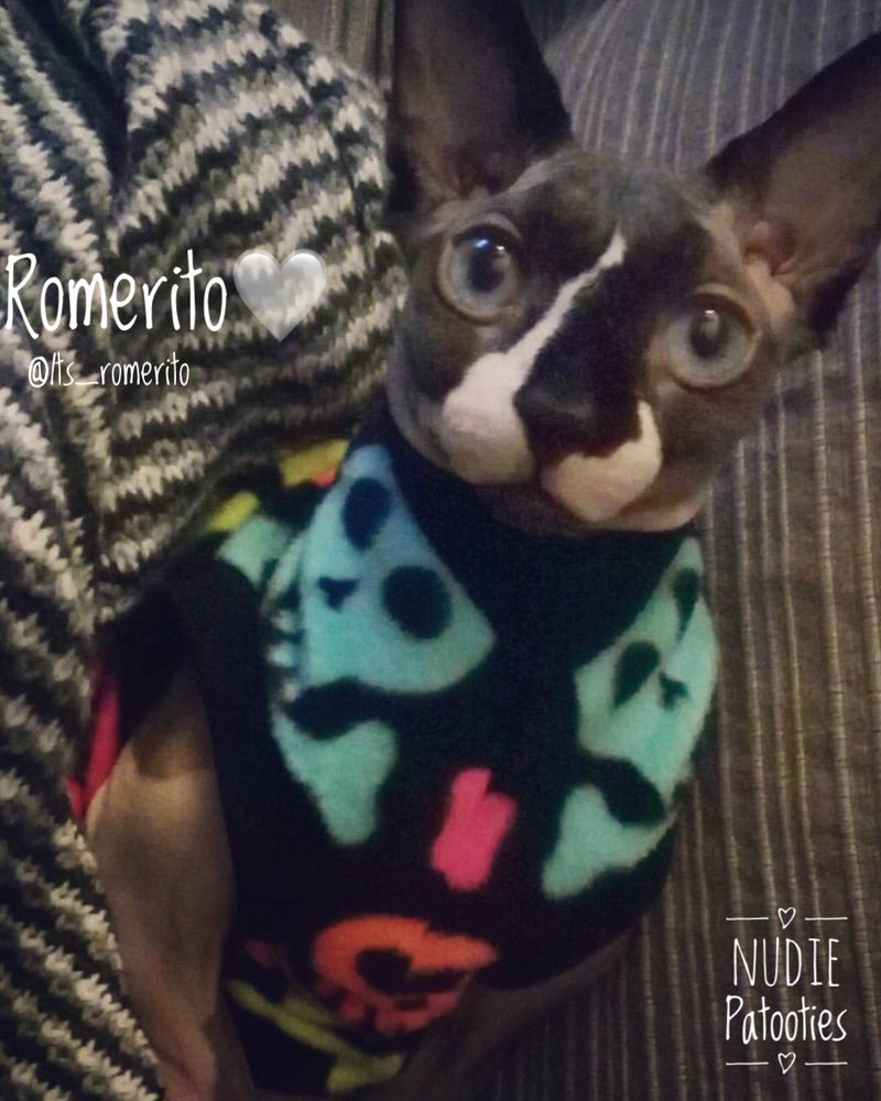 Sphynx Cat Fleece Clothes / clothes for cats/ cat overalls /cat shirt/ cat sweater/ cat sweatshirt/ pet sweater/ Sphynx cat clothes/ Sphynx clothing / cats clothes/ shirt for cat/ cat clothes/ tattoo/ skull/ designer cat clothes/ cat pjs