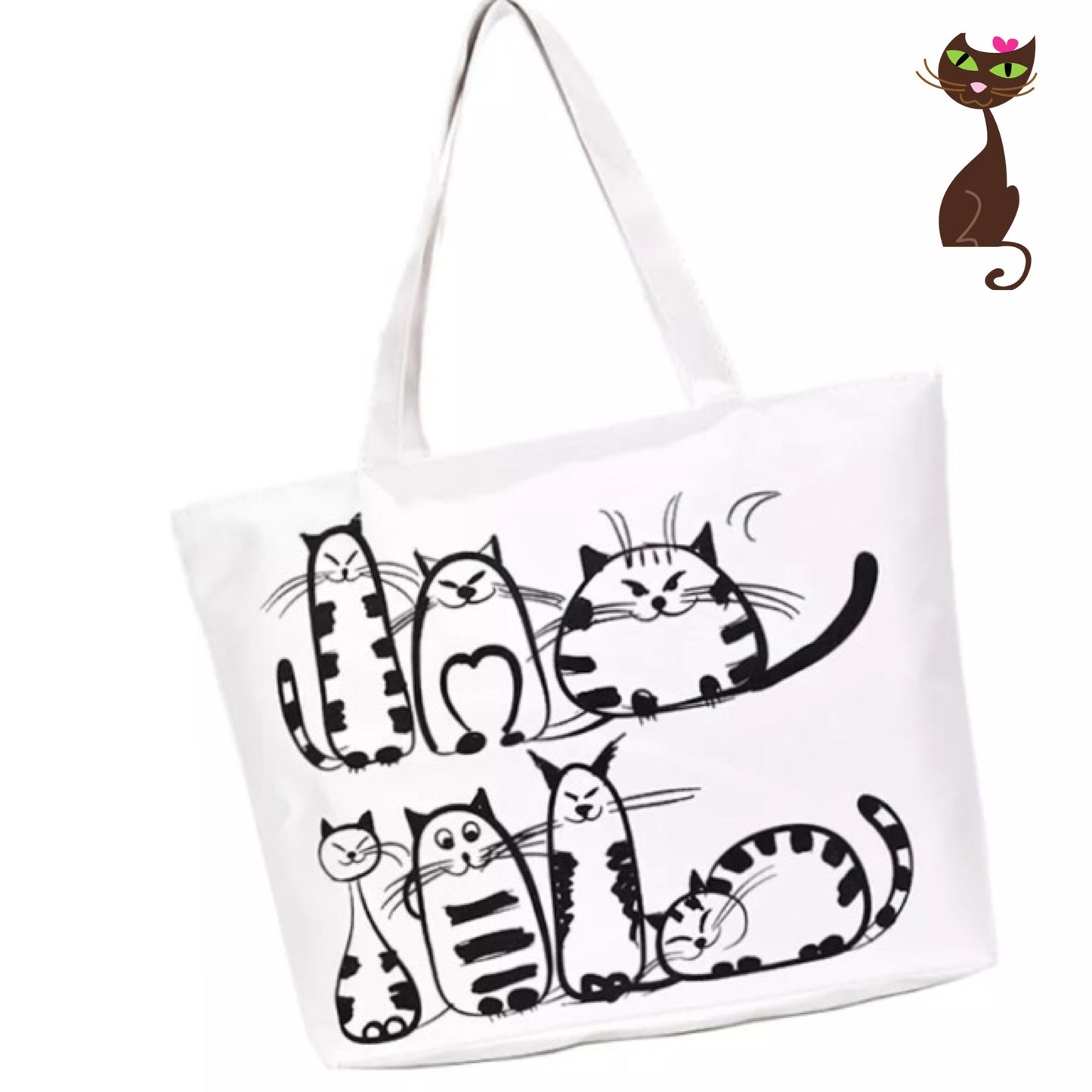Cat tote bag. Cute cat lady gift idea. 