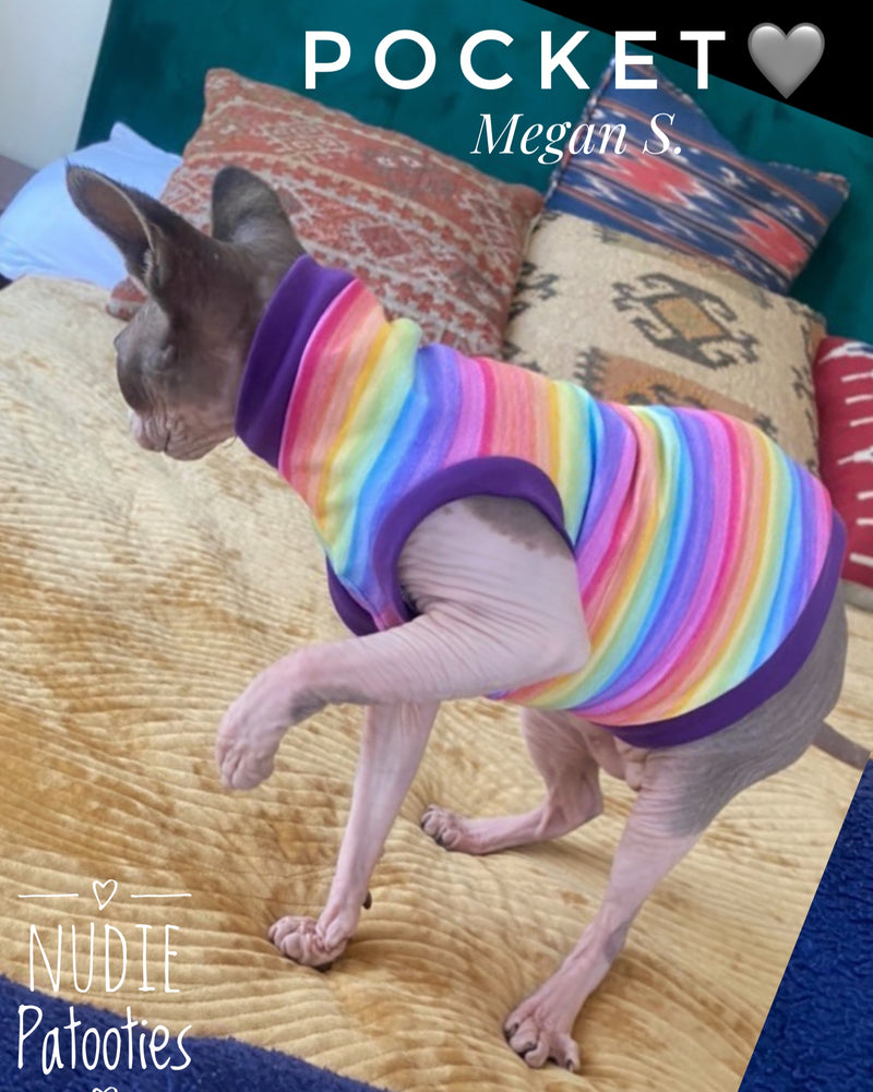 Stripe cotton blend sphynx cat shirt.  Cat  clothes, sphynx clothes