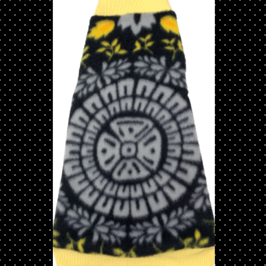 Gray & Yellow on Black Fleece "Gray Medallion"