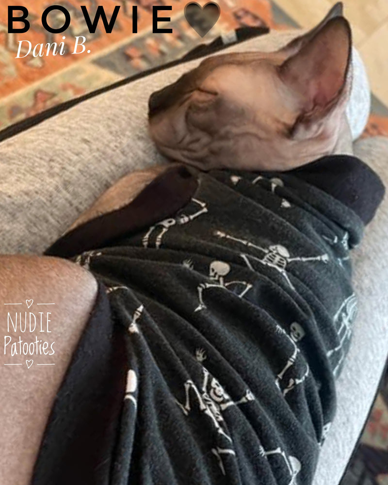 Sphynx cat and kitten skeleton shirt. Sphynx cat clothes.