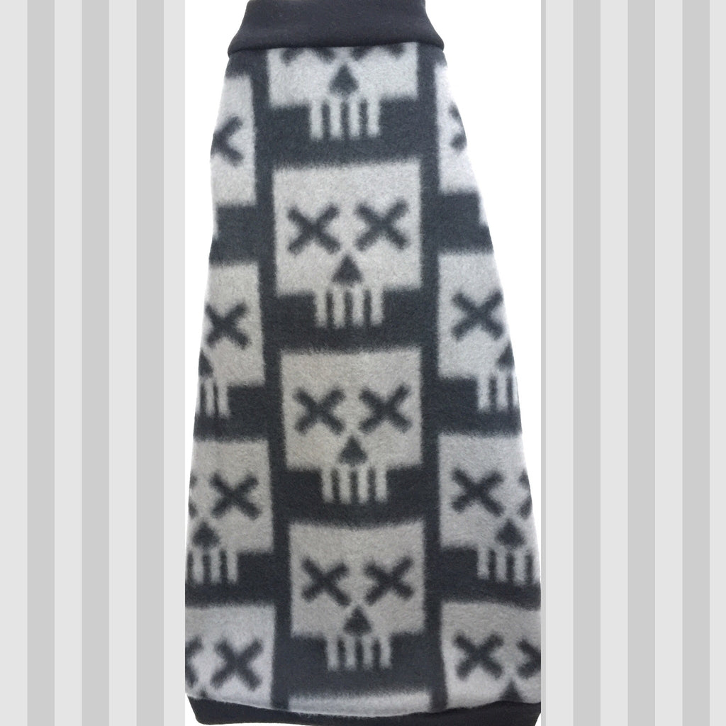 Black and Grey Skull Fleece "Cross Eyed Skull" - Nudie Patooties Sphynx cat clothes for your sphynx cat, sphynx kitten, Donskoy, Bambino Cat, cornish rex, peterbald and devon rex cat.