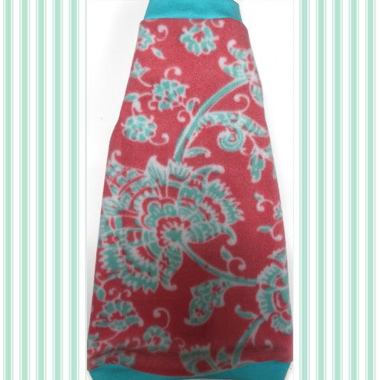 Coral and Mint Fleece "Samantha" - Nudie Patooties  Sphynx cat clothes for your sphynx cat, sphynx kitten, Donskoy, Bambino Cat, cornish rex, peterbald and devon rex cat. 