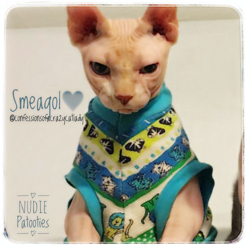Blue Animal Waffle - Nudie Patooties  Sphynx cat clothes for your sphynx cat, sphynx kitten, Donskoy, Bambino Cat, cornish rex, peterbald and devon rex cat. 