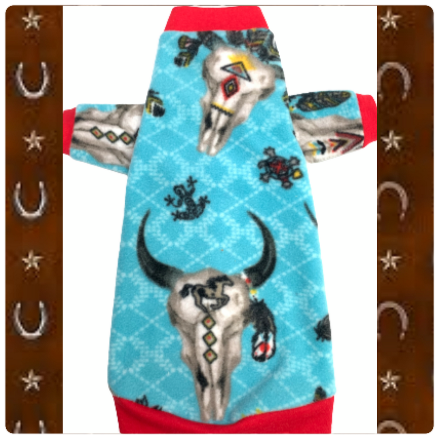 Long Sleeve Turquoise Southwest Skulls Fleece "Yuma"