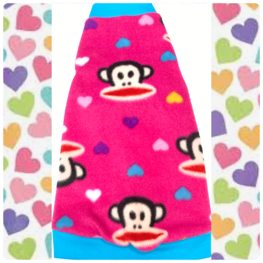Pink Monkey & Hearts Fleece