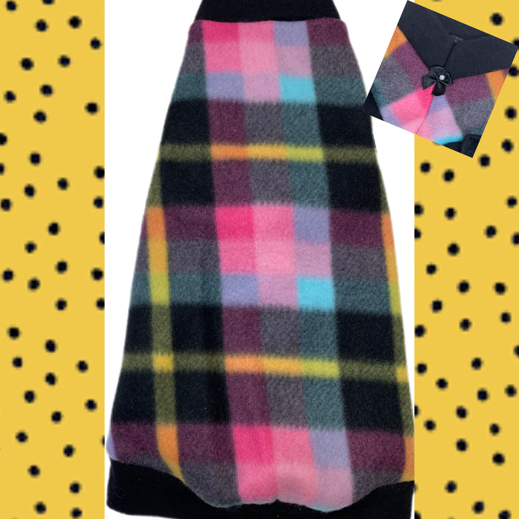 Black, Pink Yellow, Blue Plaid Fleece "Sweet Pea"