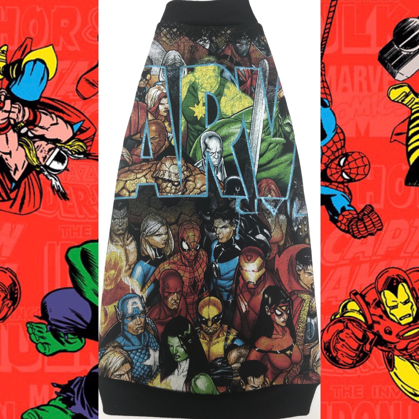 Black Marvel Comics - Nudie Patooties Sphynx cat clothes for your sphynx cat, sphynx kitten, Donskoy, Bambino Cat, cornish rex, peterbald and devon rex cat.
