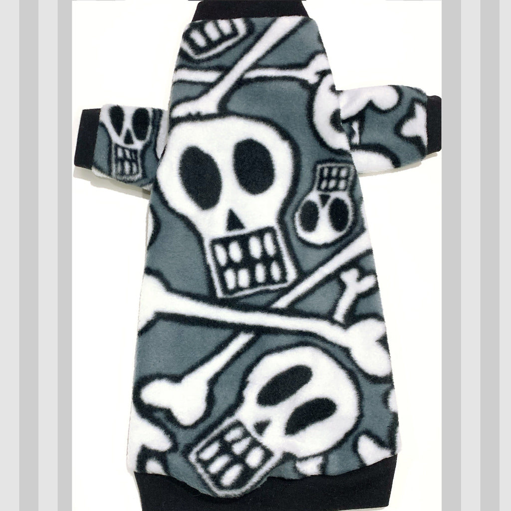 Long Sleeve Black and White Skull Fleece "Rock Da Bones!"