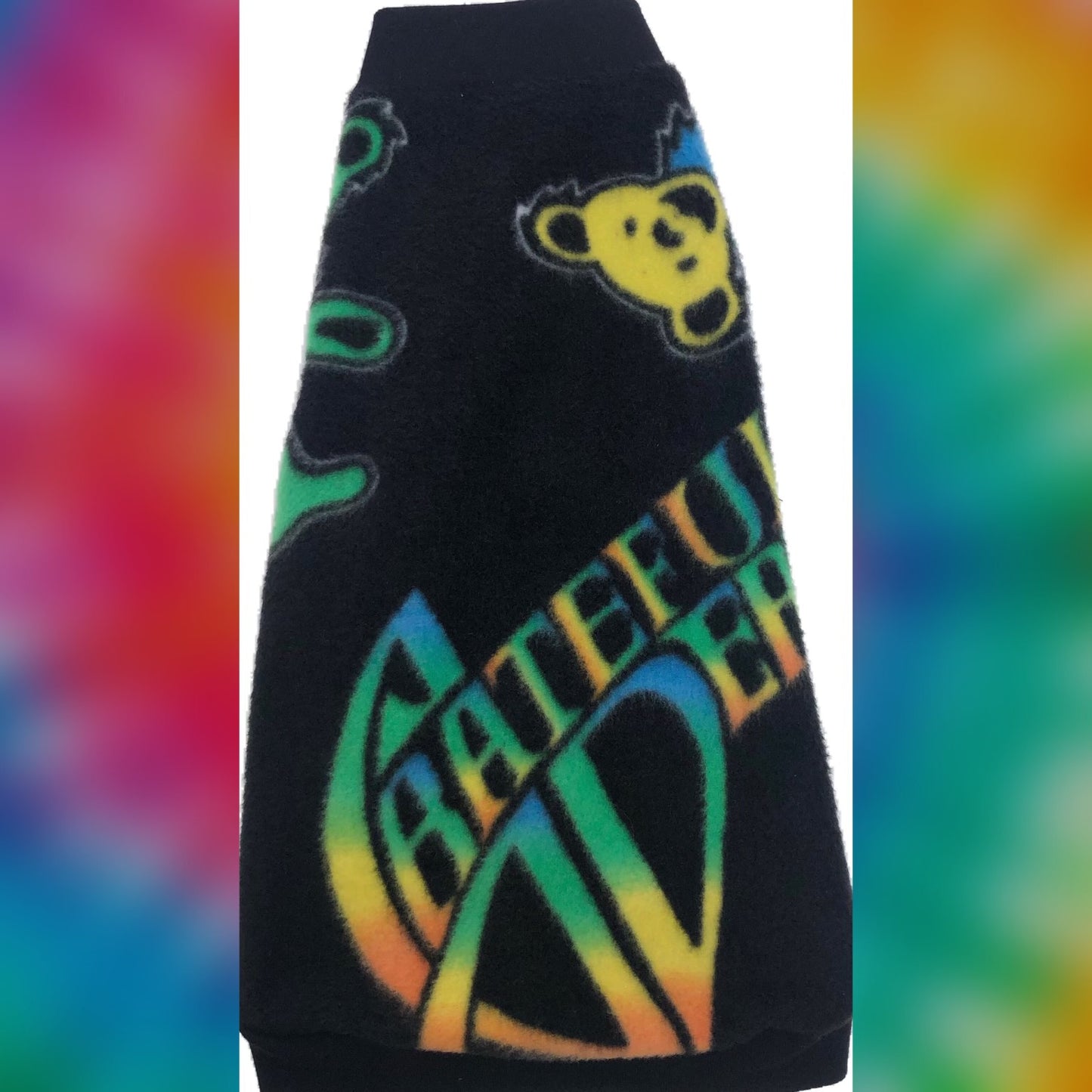 Rainbow on Black “Dancing Bears" Fleece