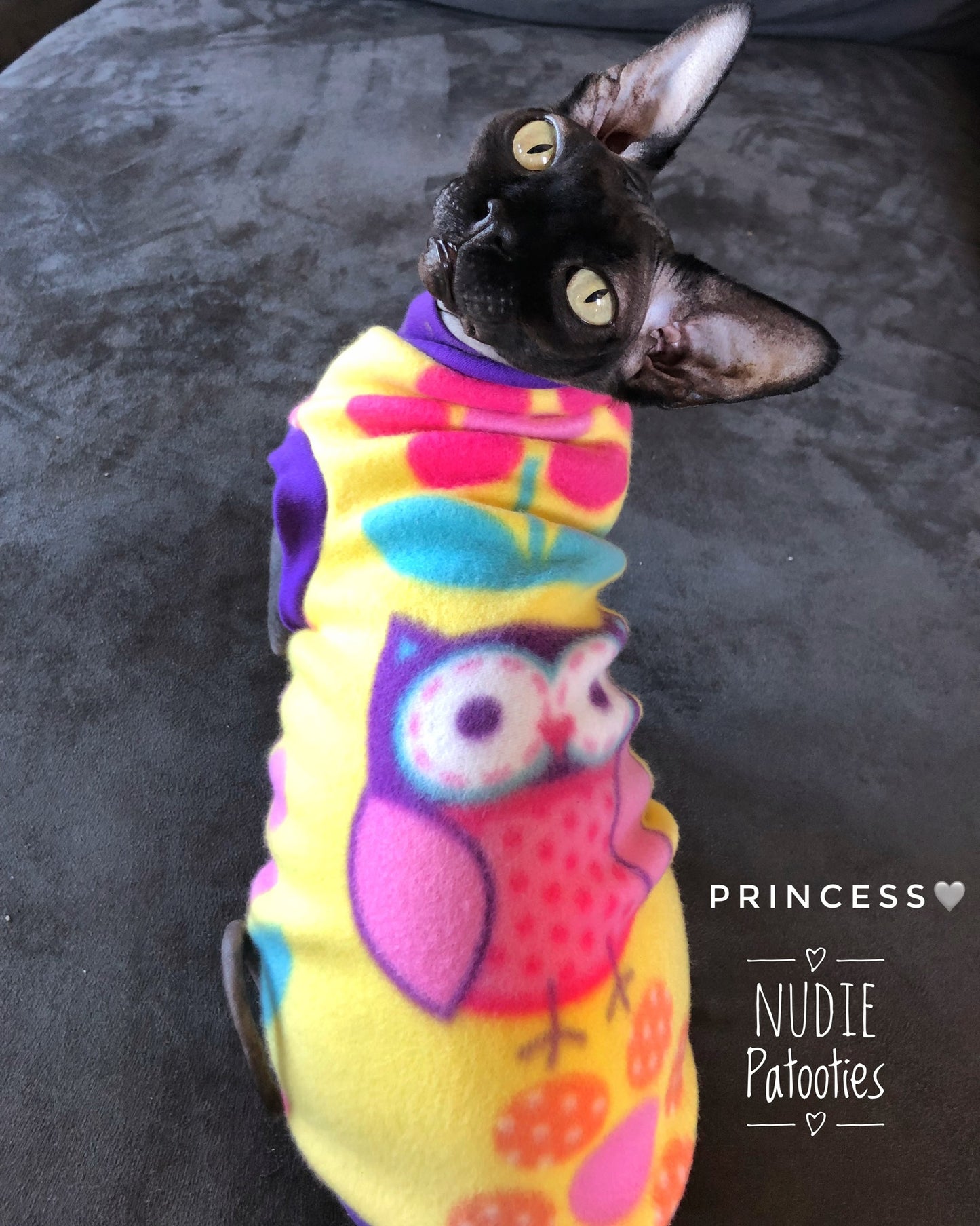 Yellow Fleece "Flower Power Owl"