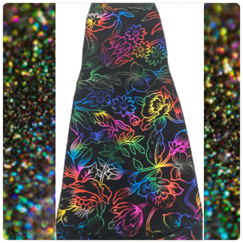 Floral Foil Holographic on Black
