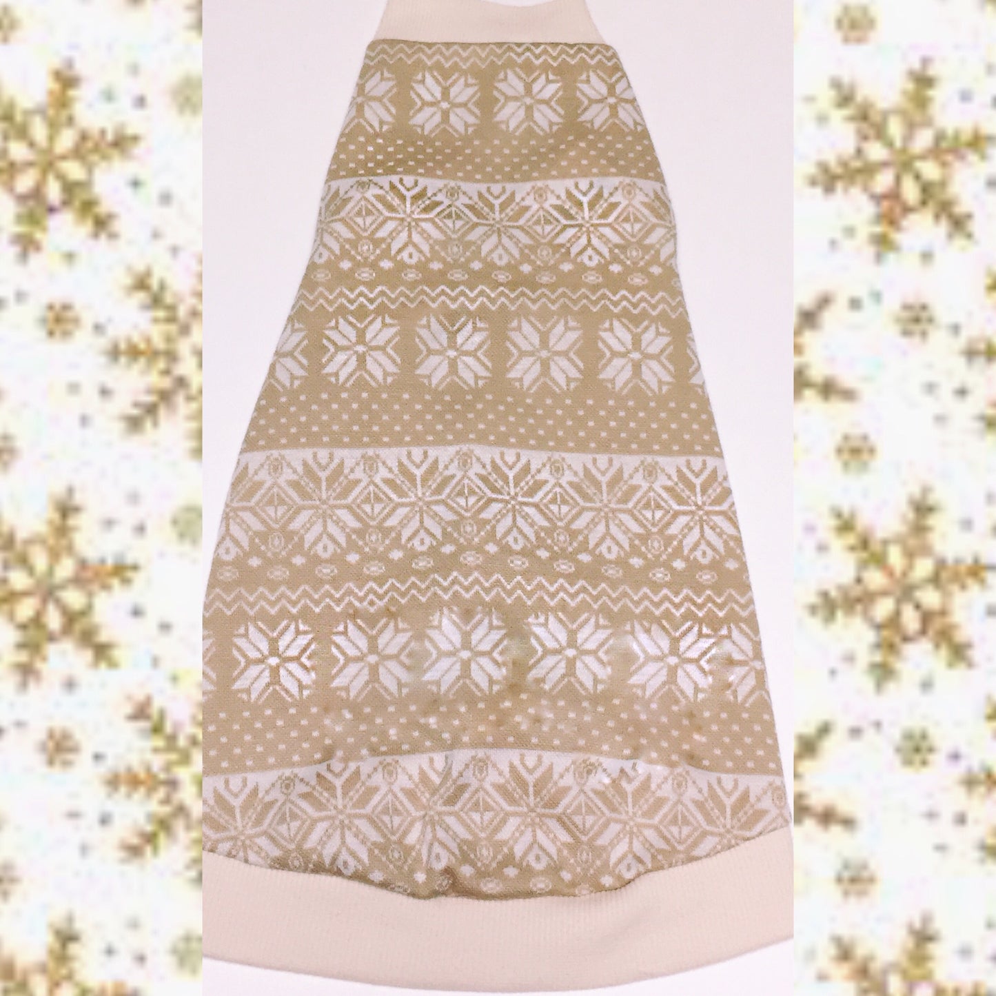 Camel and Cream Snowflakes - Nudie Patooties Sphynx cat clothes for your sphynx cat, sphynx kitten, Donskoy, Bambino Cat, cornish rex, peterbald and devon rex cat.